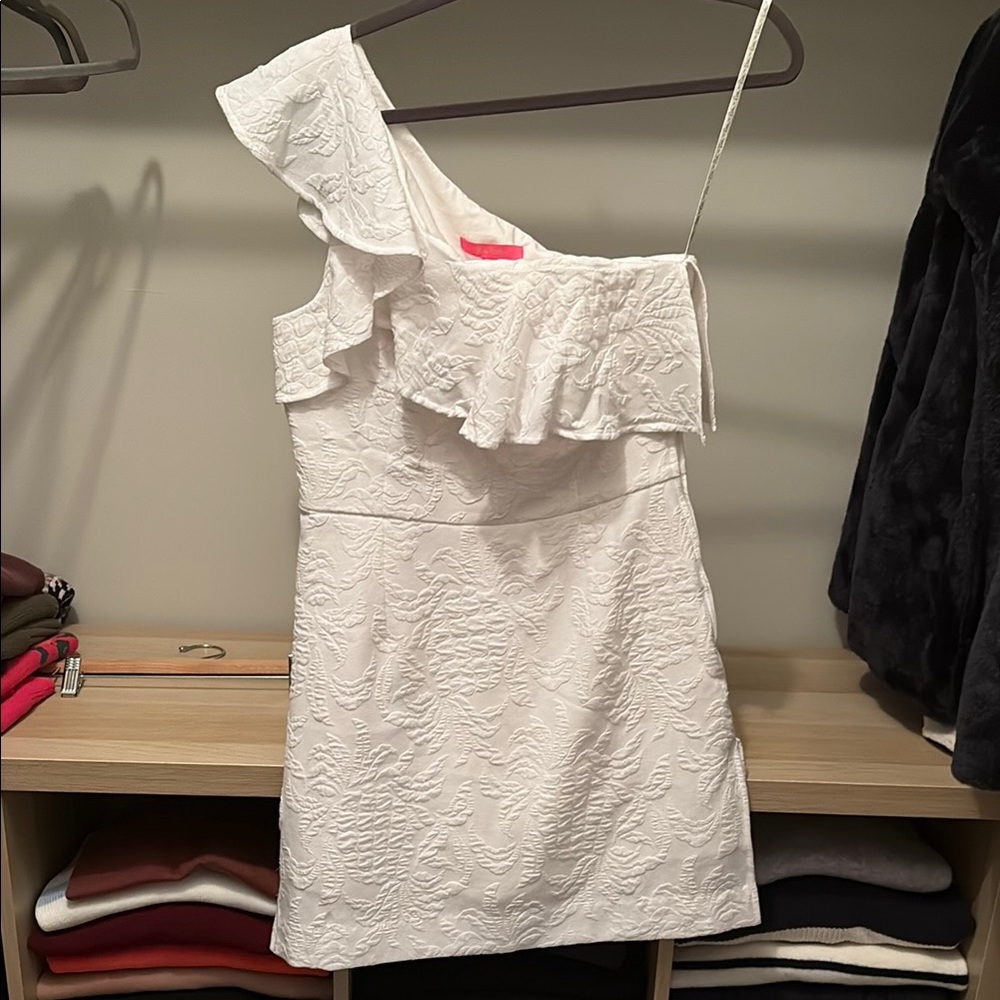 Lilly Pulitzer White Asymmetrical Ruffled Cocktail Dress